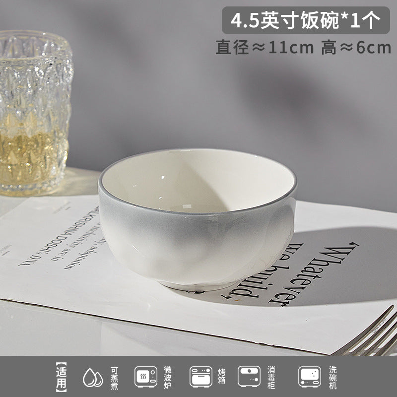 加工定制釉下彩2026新款石纹浅灰高级感陶瓷碗碟套装简约家用饭碗