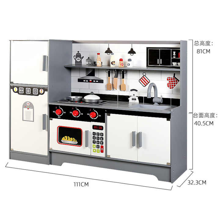 丹麦儿童过家家岁6厨房煮饭玩具仿真声光冰箱套装模拟做饭木灶台