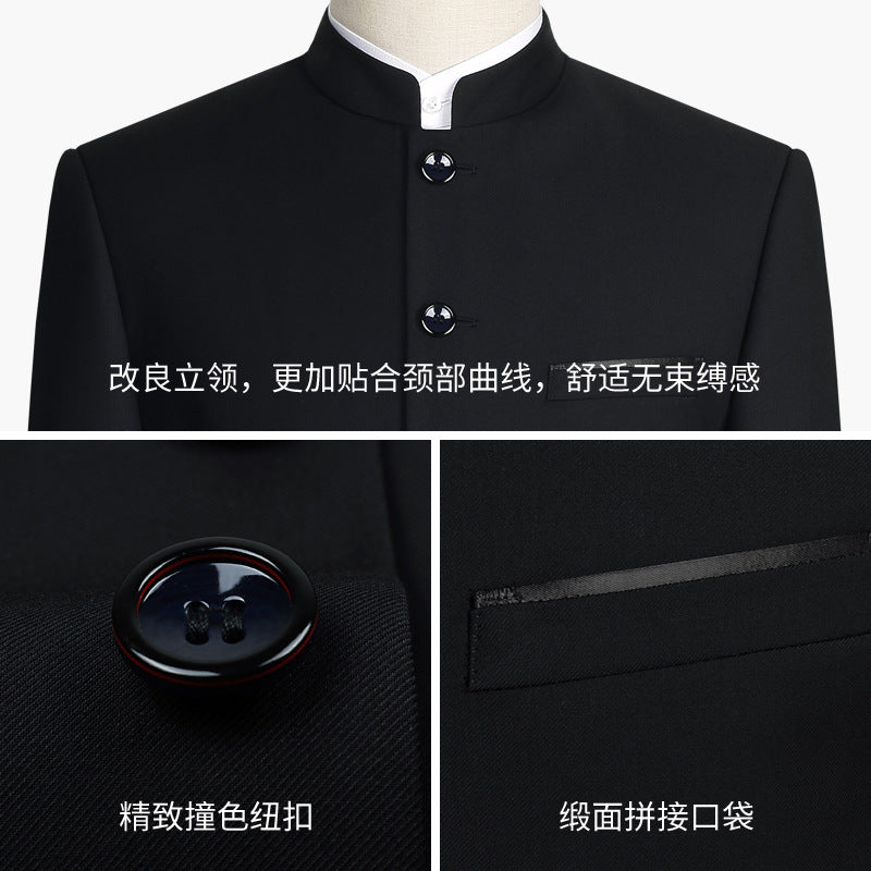 Mao Suit Suit Mens Youth Slim Chinese Stand Collar Suit Chinese Style Wedding Formal Wear Banquet Chinese Style Tang Suit