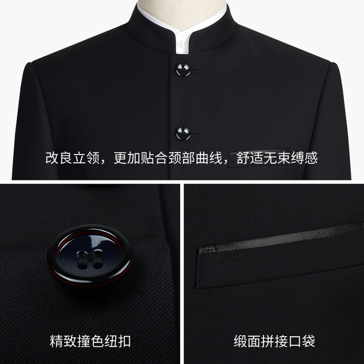 Mao Suit Suit Mens Youth Slim Chinese Stand Collar Suit Chinese Style Wedding Formal Wear Banquet Chinese Style Tang Suit
