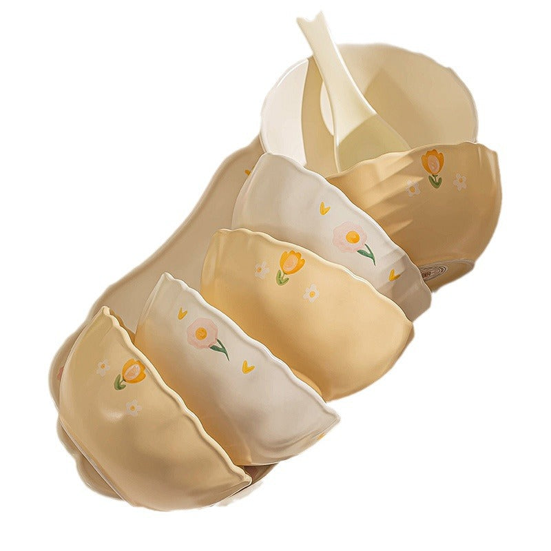 KANGMO Influencer Premium Creative Bowl Ceramic Bowl Home Souvenir Gift Small Flower Cream Style Ceramic Bowl Plate Wholesale