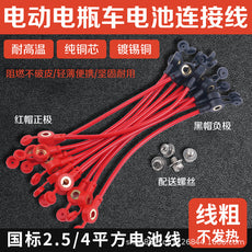电瓶电池连接线纯铜加粗电动车串联48v60伏72v阻燃耐高温电摩螺丝