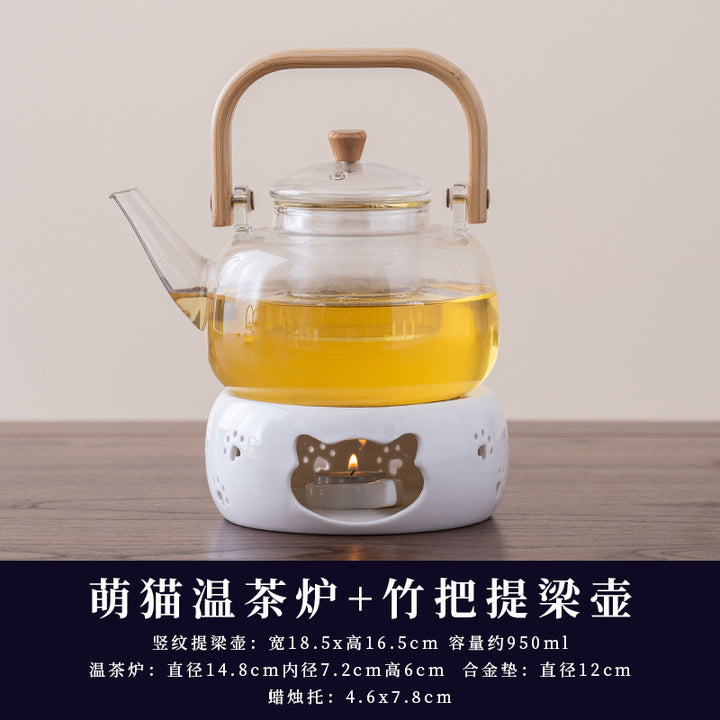 水果茶壶茶杯耐热玻璃花茶壶套装蜡烛加热下午茶休闲厅美容院茶具