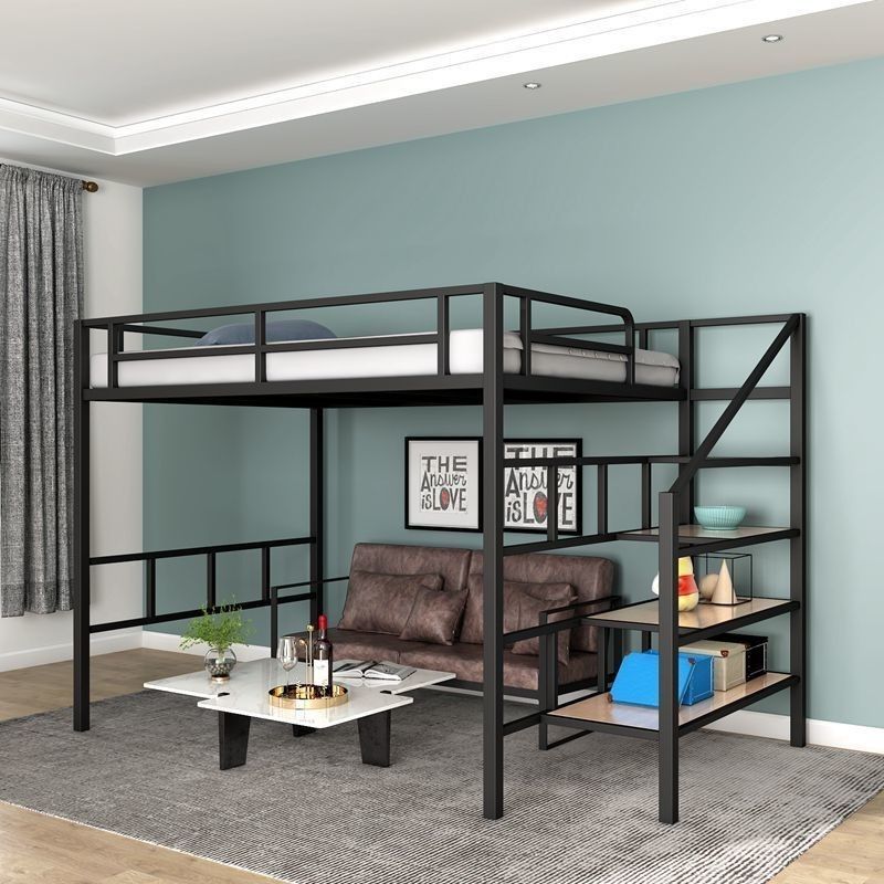 Loft Iron Art Bunk Bed – Nordic Style Double Bedroom Bed for Adults