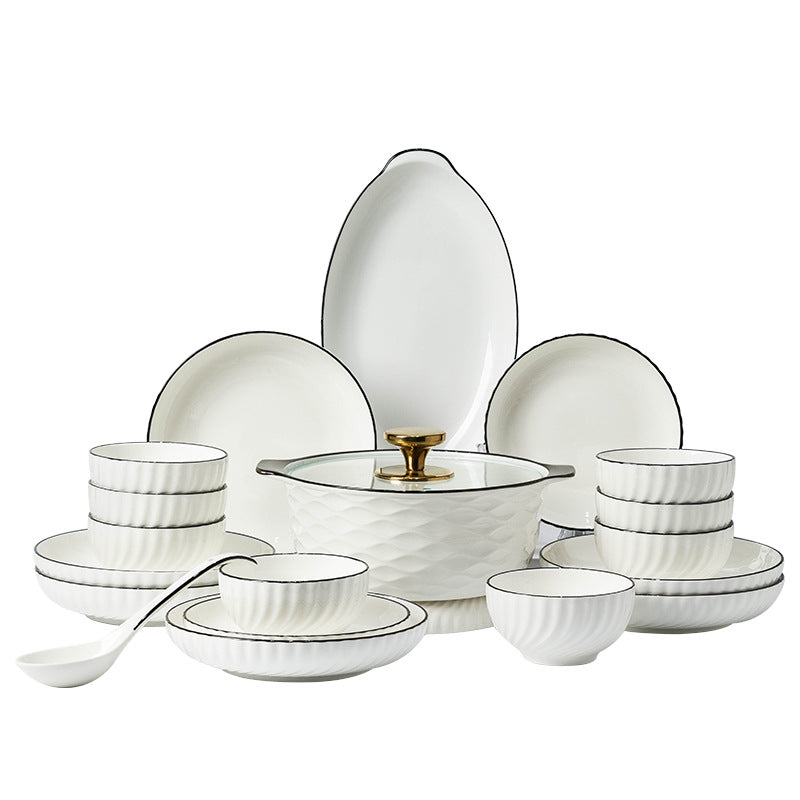 Round Ceramic Bowl & Plate Dinnerware Set – Simple High-End Tableware