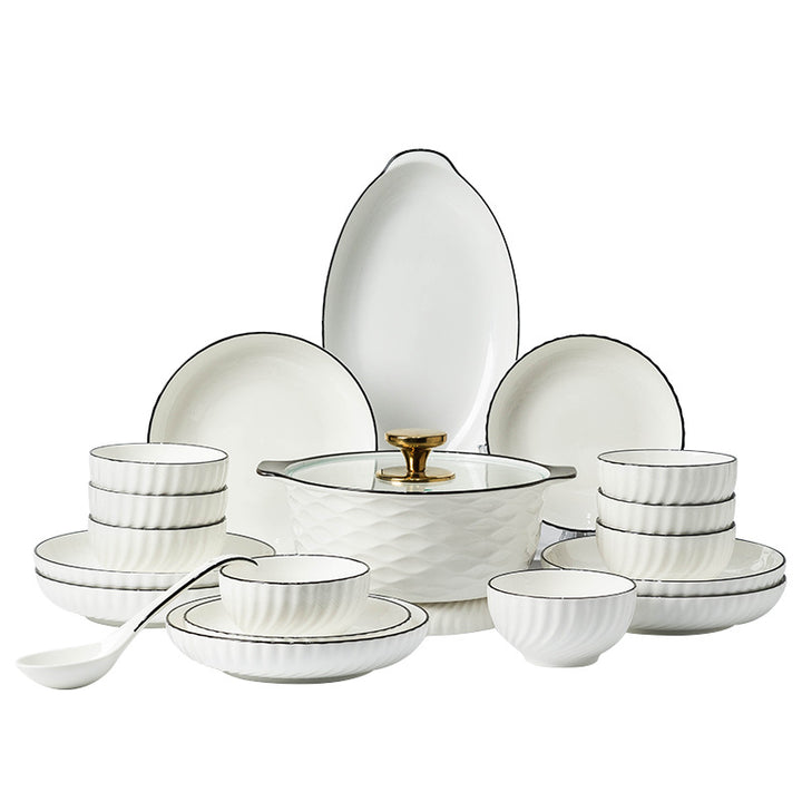 Round Ceramic Bowl & Plate Dinnerware Set – Simple High-End Tableware