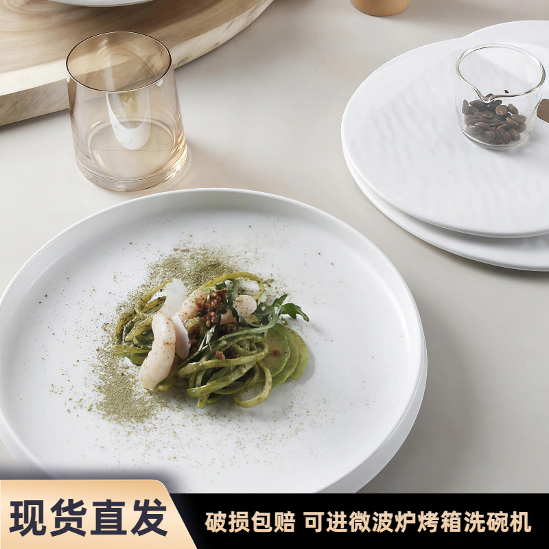 陶瓷白色石纹釉下彩餐具套装碗碟家用碗盘盘子高级感批发轻奢日式