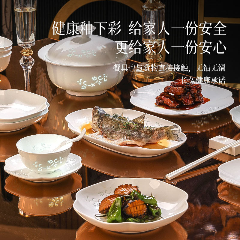 High Temperature Underglaze Porcelain Tableware Gift Housewarming Bowl Wheel Cover Home Bowl & Plate