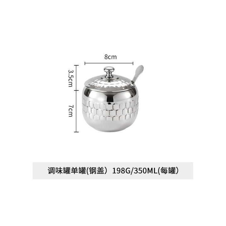 304不锈钢调味罐套装厨房盐味精香料收纳盒家用可视盖带勺调料盒