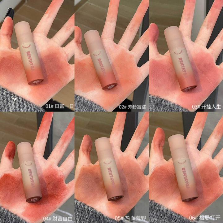 秋意浓~灰粉调唇泥哑光雾面丝绒唇釉不沾杯口红学生直播跨境批发