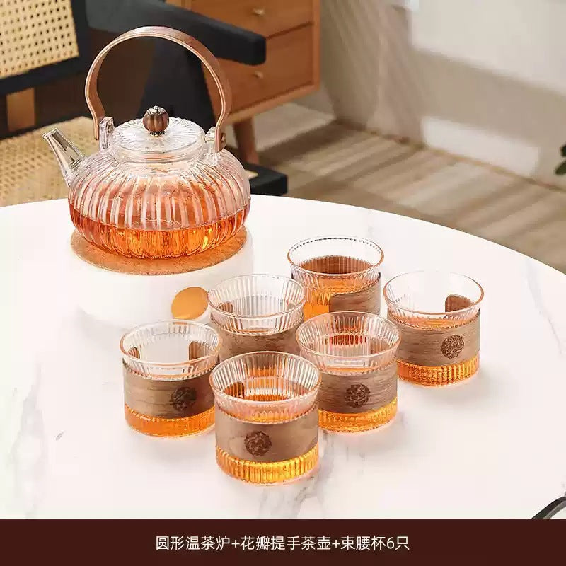南瓜茶壶提梁壶水果花茶壶套装耐热玻璃下午茶具轻奢美容院茶具