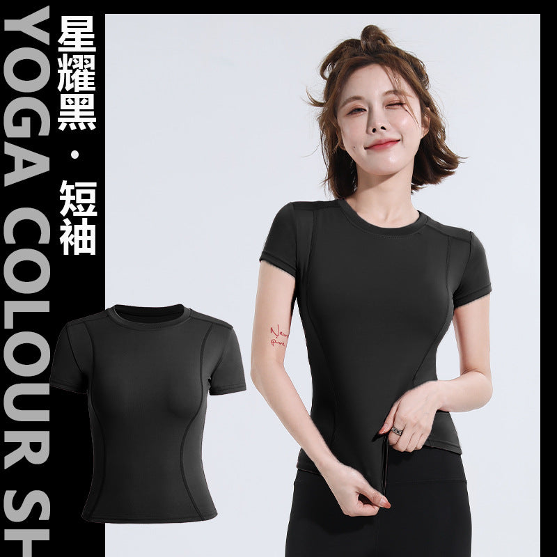 Spring Summer Slim Fit Sports Short Sleeve T Shirt Top Women Fitness Short Sleeve Moisture Wicking