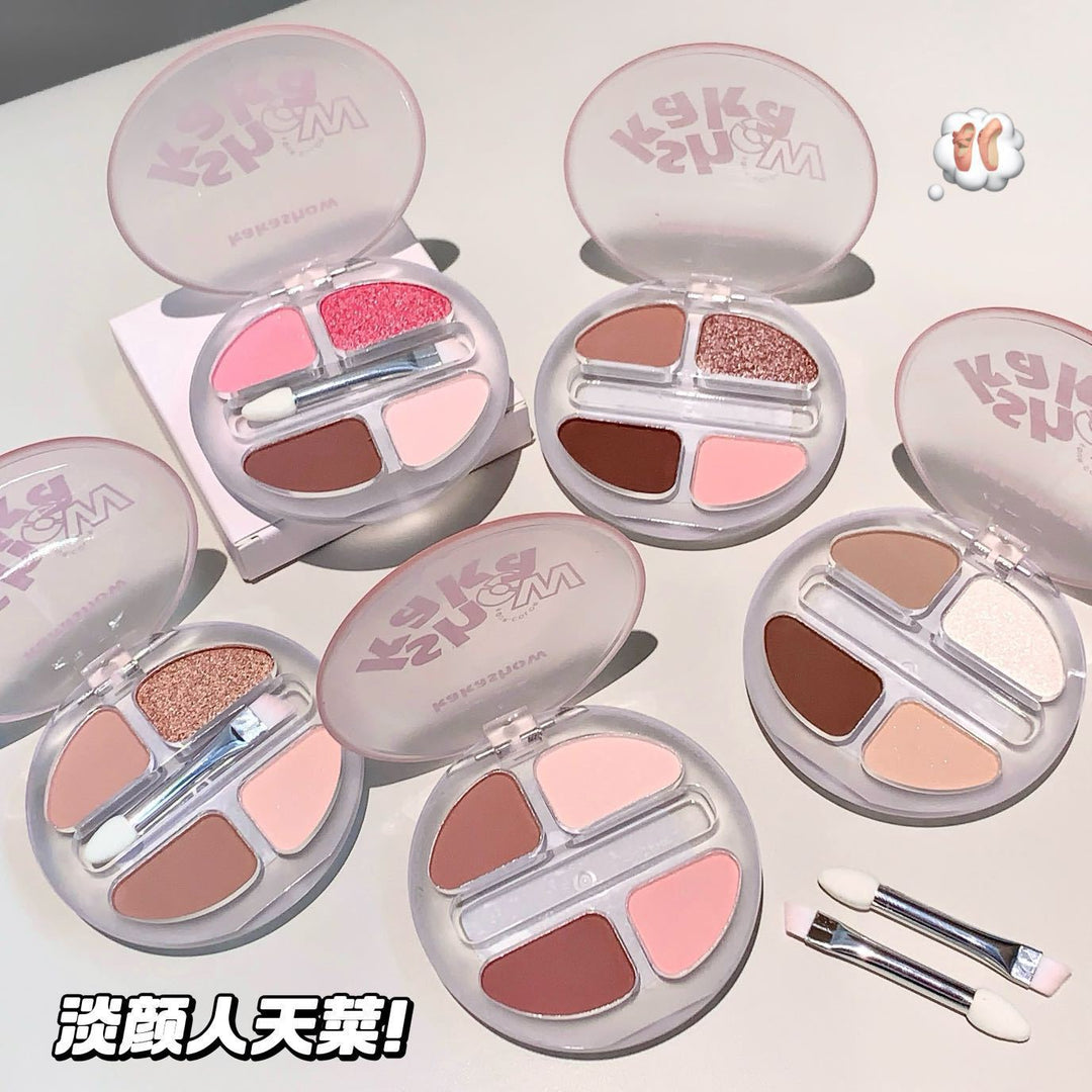 kakashow灵动四色卧蚕盘哑光闪粉自然立体提亮综合盘带双头刷眼影