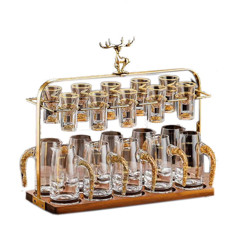 Wooden Baijiu Wine Cup Rack – Premium Home Bar Liquor Dispenser Stand
