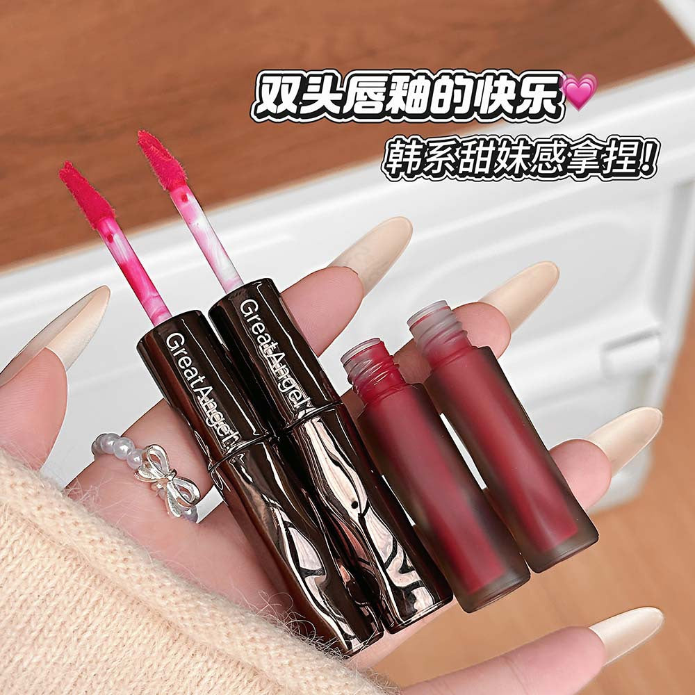 GreatAngel双头持妆唇釉  丝滑细腻哑光雾面水光镜面两用显色彩妆