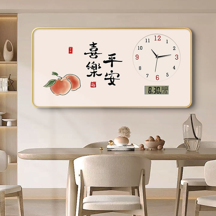 2026新款现代餐厅装饰画家用电子万年历客厅背景墙挂钟饭厅钟表画