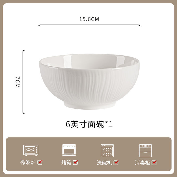 家用纯白釉下彩陶瓷餐具高级感米饭碗碗碟套装饭碗面碗汤碗组合