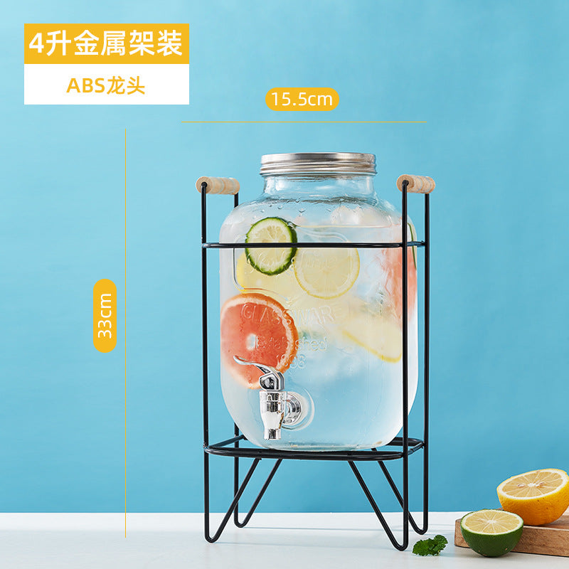 网红可乐酒炮 玻璃果汁鼎果汁罐 大容量饮料桶梅森罐酿酒瓶酵素桶