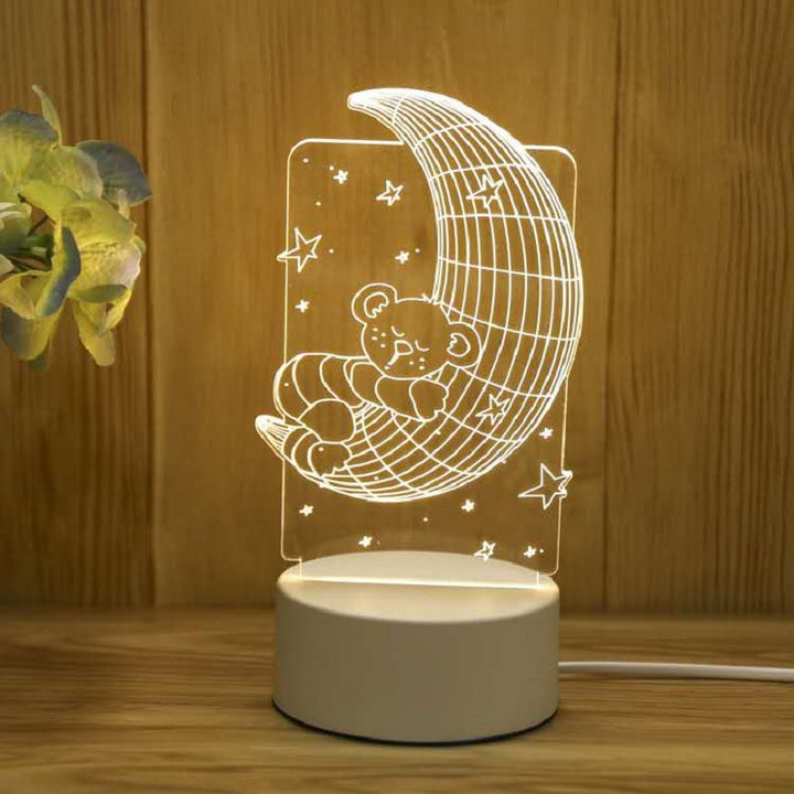 批发3D小夜灯 USB儿童卡通圣诞礼物小夜灯手写亚克力七彩遥控台灯
