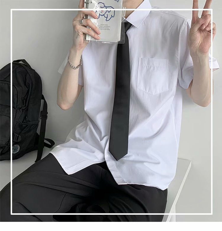dk制服男2023夏季新款短袖衬衫日系学院风衬衣情侣毕业班服好质量