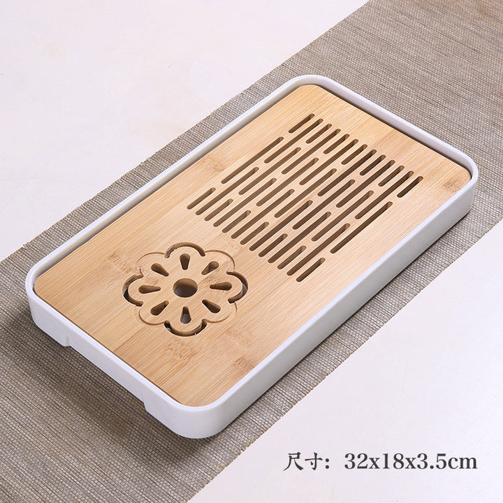 家用简约功夫茶具茶盘套装长方形储水日式密胺竹制小茶台沥水托盘