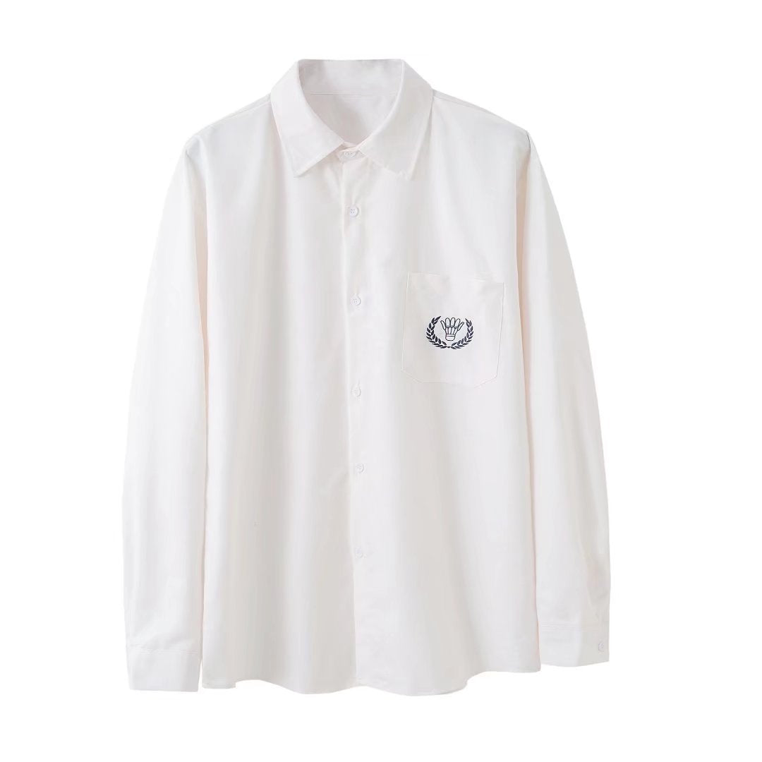 班服毕业照长袖白衬衫dk制服男春秋休闲百搭学院风情侣衬衣送领带