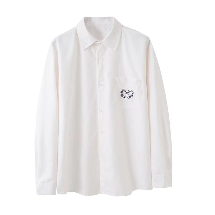 班服毕业照长袖白衬衫dk制服男春秋休闲百搭学院风情侣衬衣送领带