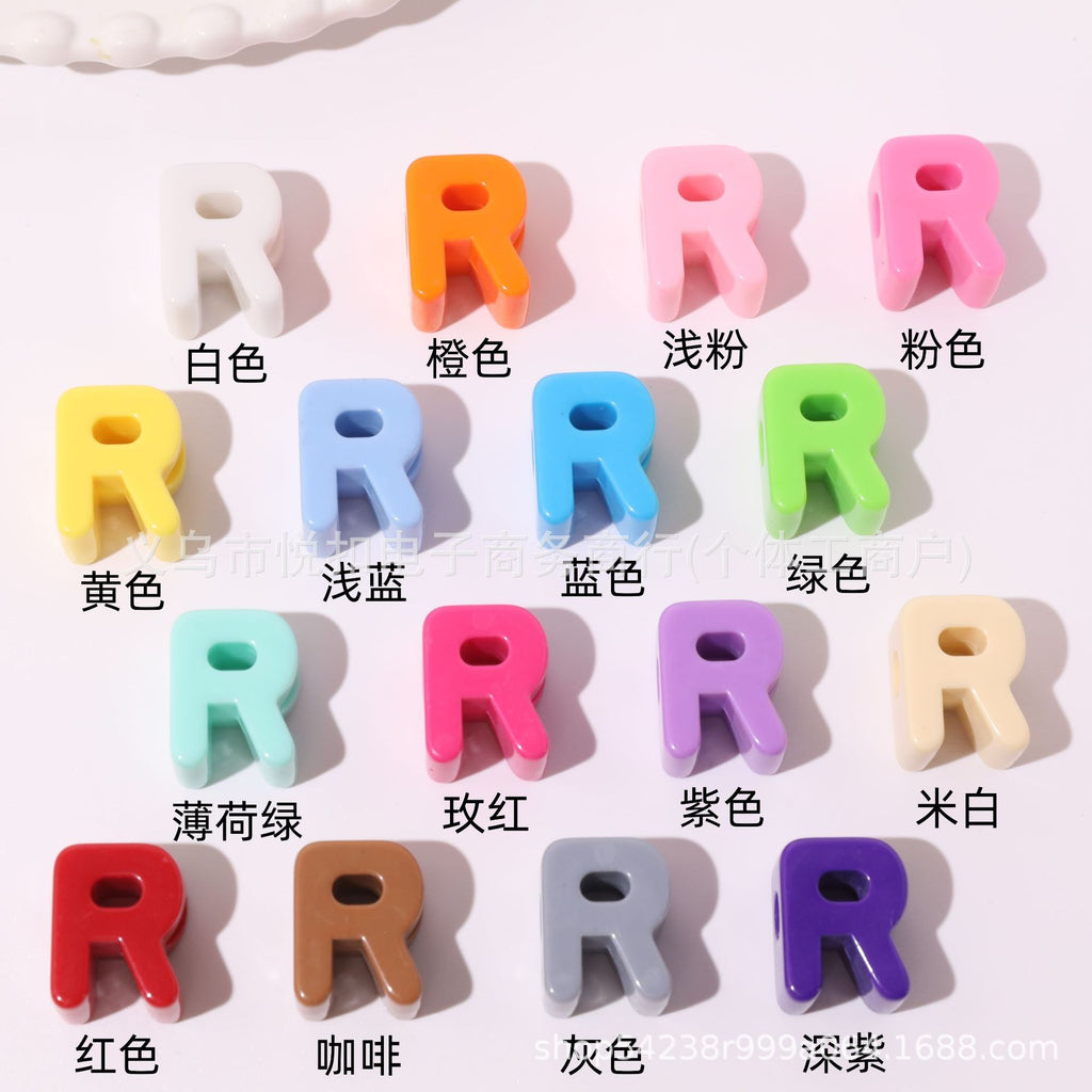 孔6mm亚克力英文字母珠马卡龙多巴胺手工串珠直孔散珠DIY包包挂件