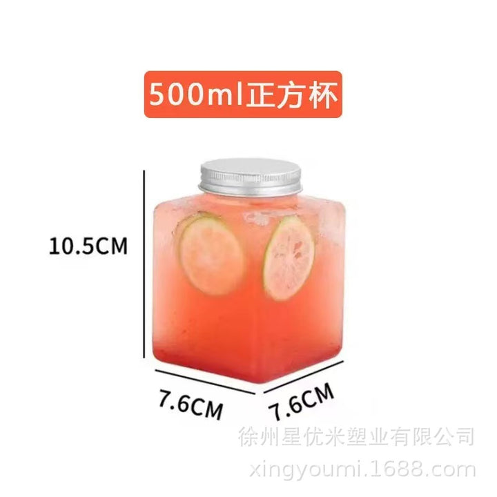 奶茶杯一次性带盖杨枝甘露瓶子胖胖杯U形大肚杯果汁冷饮塑料瓶pet