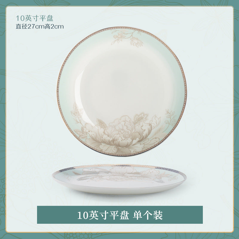 碗碟套装家用景德镇中式轻奢乔迁送礼陶瓷碗盘景德镇骨瓷餐具定制