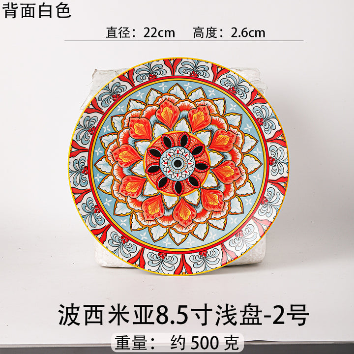 波西米亚风餐具瓷碗拉面碗瓷器燕麦碗沙拉碗6寸汤碗陶瓷餐厨饮具