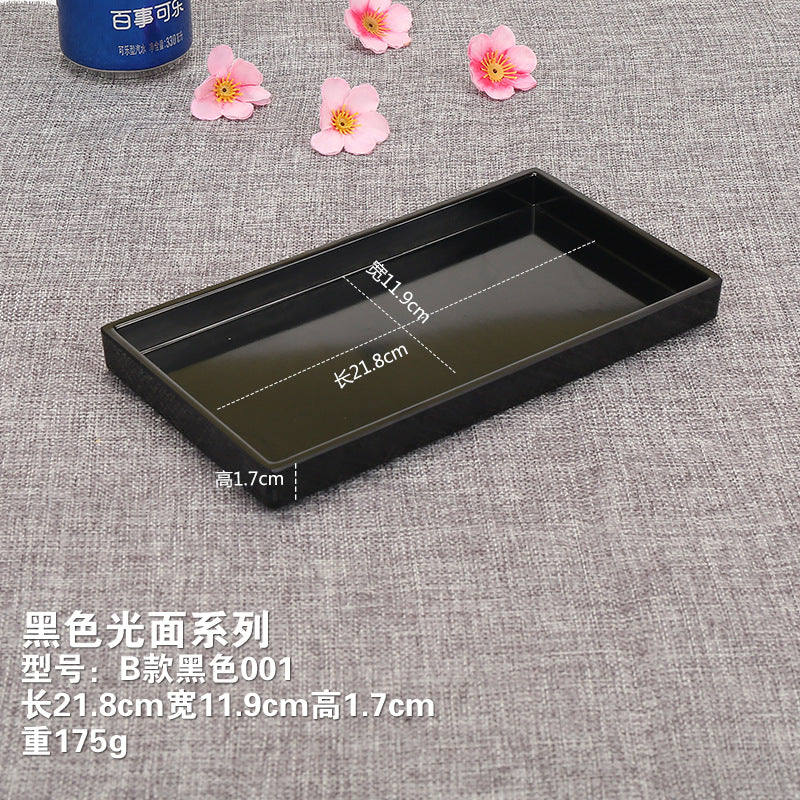 密胺托盘仿木纹餐饮餐具商用塑料端茶盘长方形食品级餐具套装特大
