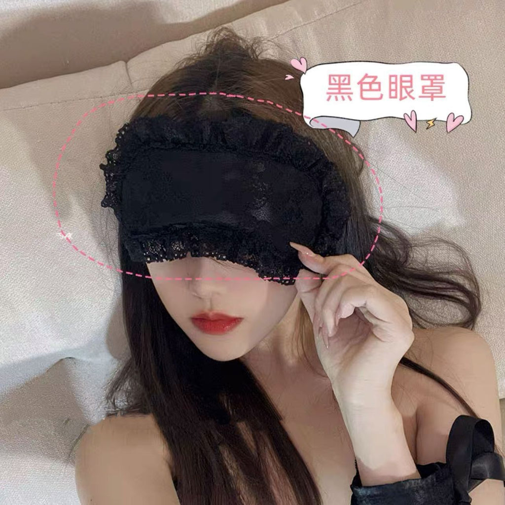 情调禁欲系性感蕾丝边遮光眼罩情趣手铐脚镣道具情侣链条手环套装