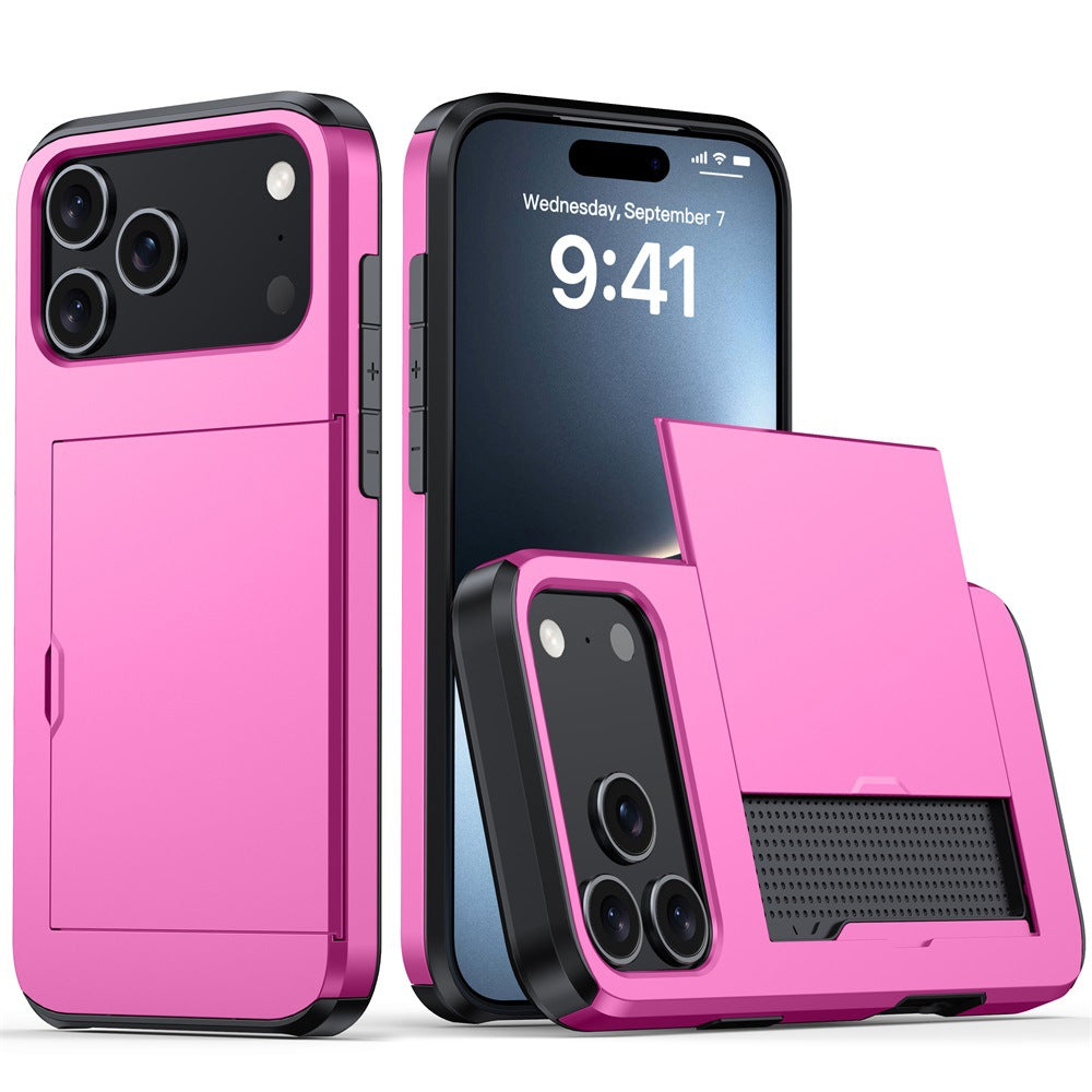 For iPhone 17 Phone Case iPhone 16 Slide 2-in-1 Shockproof 15 Pro Wallet Protective Case 34