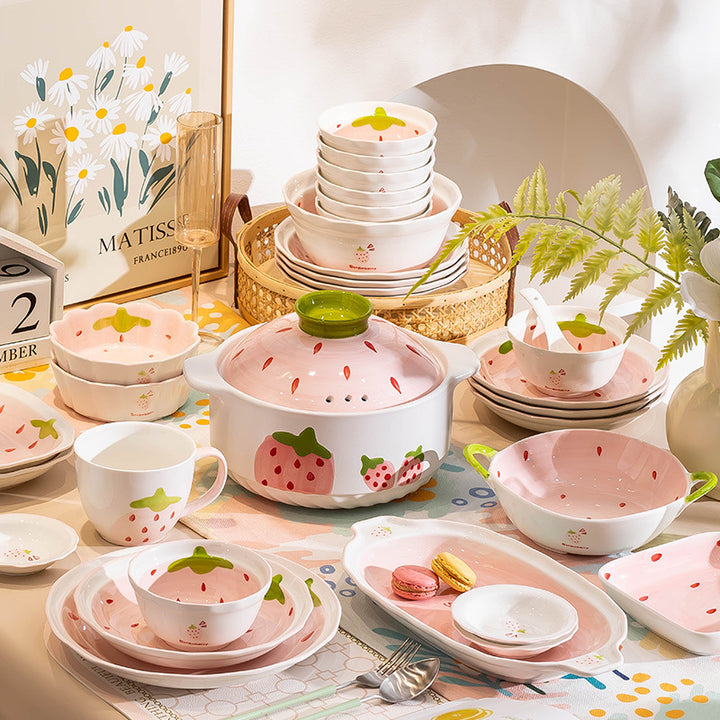 Cute Women Bowl & Plate Home Set Underglaze Ceramic Tableware Creativeins Bowl & Plate Home