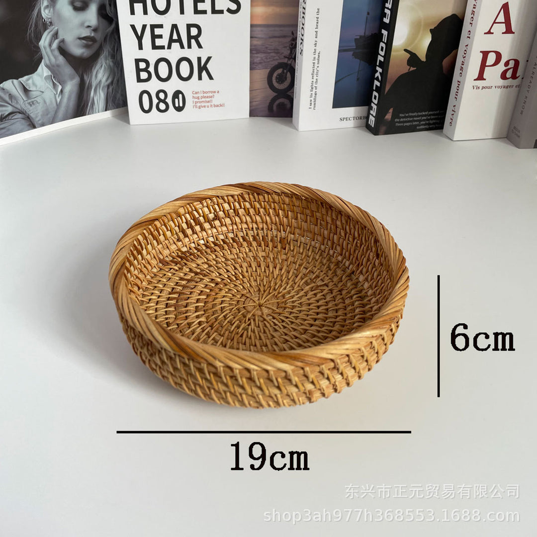 越南藤编水果篮零食糖果盘家用干果面包篮桌面茶几收纳盒果筐