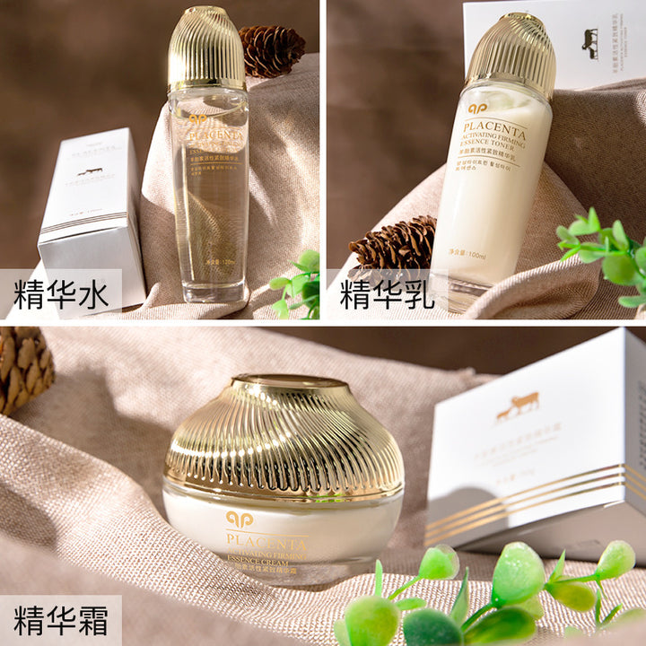 Placenta Extract Toner & Lotion Set 3-Piece Set Cosmetics Hydrating Nourishing Firming Face Cream Lotion