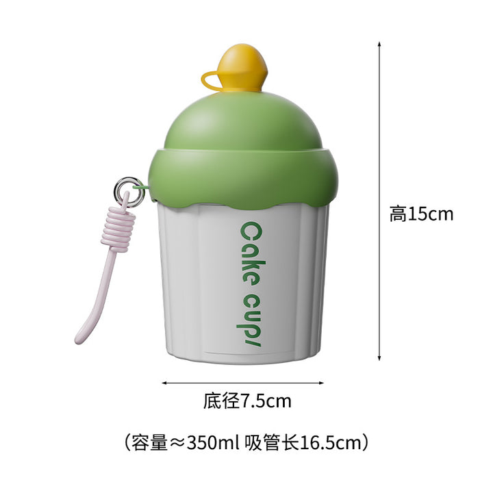 卡通蛋糕杯儿童玻璃水杯便携带吸管杯子咖啡饮料小礼品杯印制logo