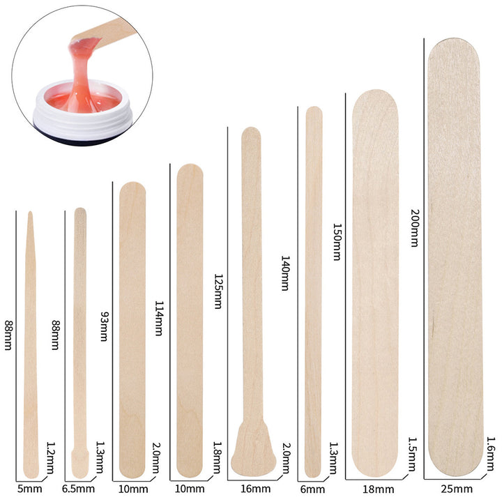 Multifunctional Wax Applicator Sticks – Disposable Wood Wax Spatula & Nail Color Mixing Sticks