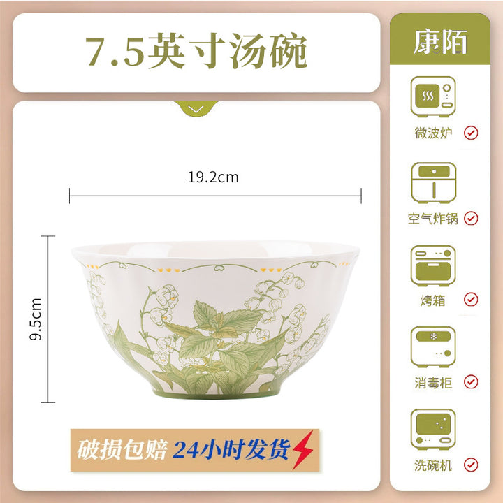 KANGMO Fresh Single Ceramic Tableware Set - Housewarming Bowls Plates & Chopsticks