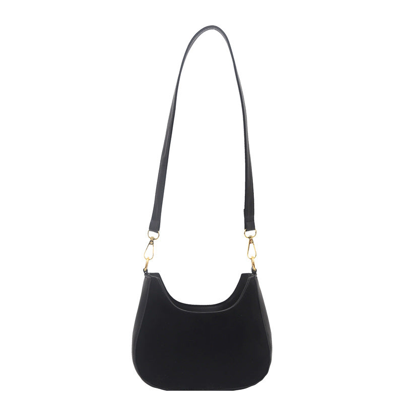 2026春季新款时尚绒面月亮包韩版洋气小众腋下包潮流单肩斜挎女包