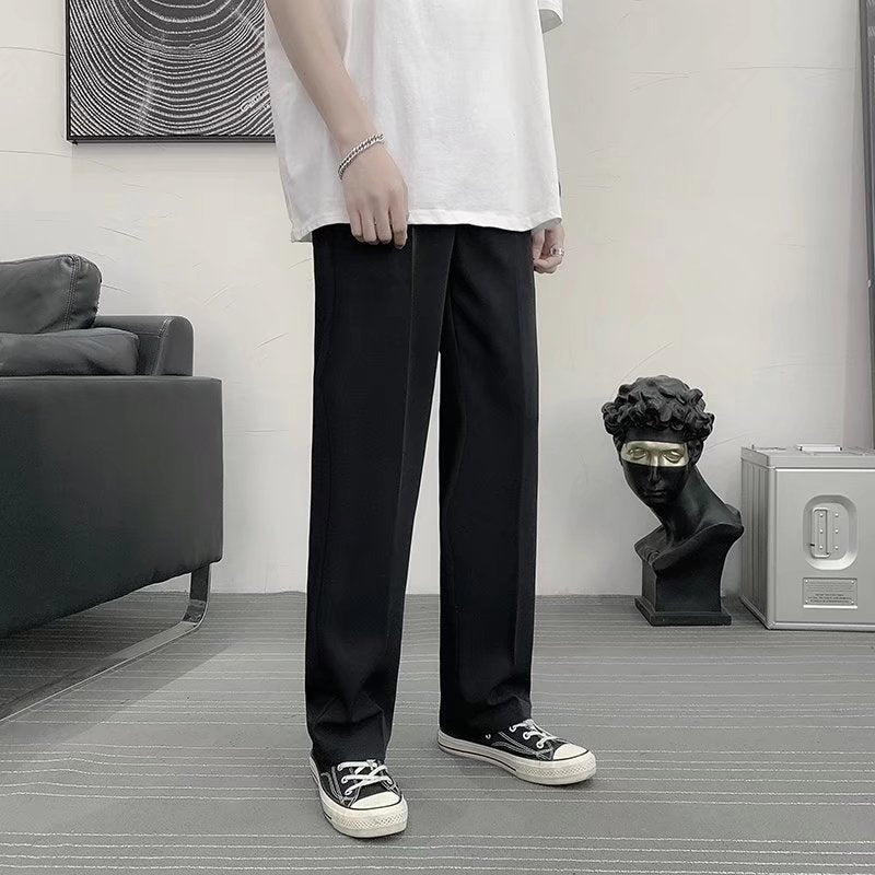2022年夏季新款直筒宽松潮流休闲长裤垂坠感学院dk制服班服西装裤