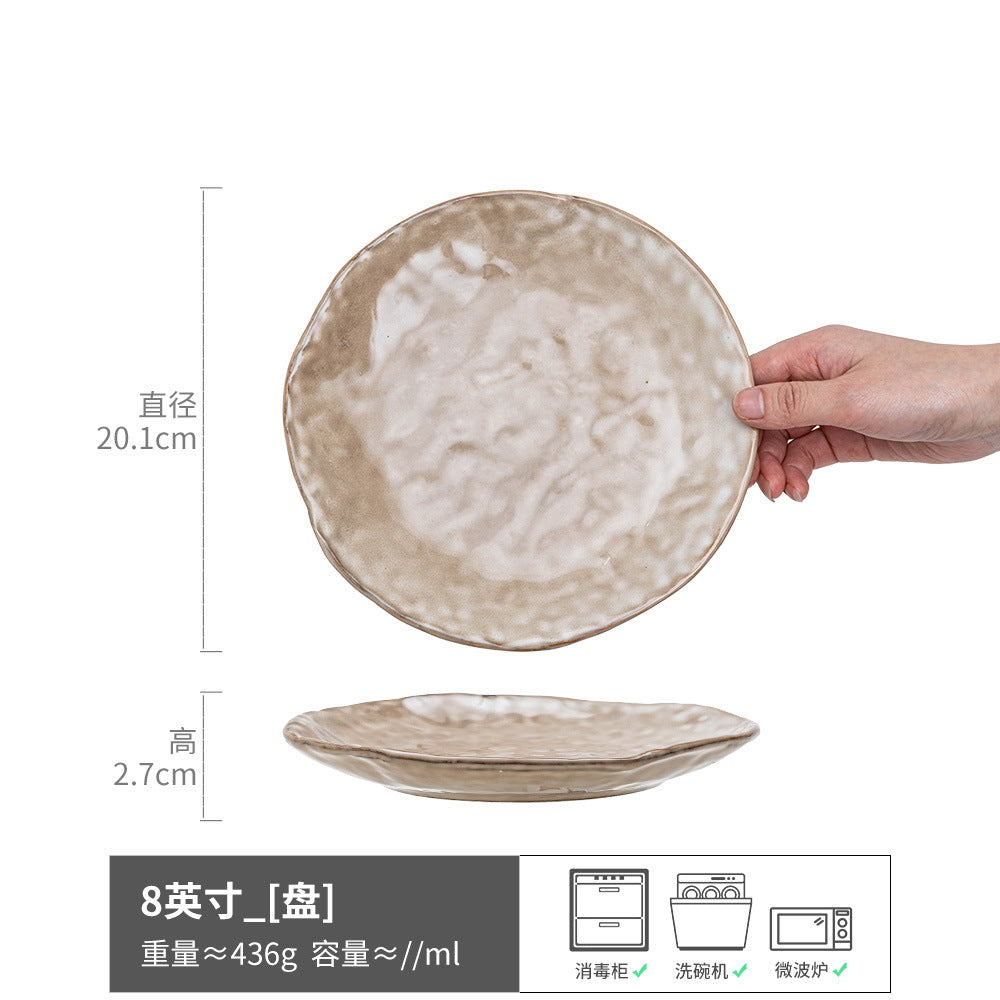 复古风波纹盘陶瓷拍异形盘家用菜盘甜品盘餐盘牛排盘餐具批发大盘