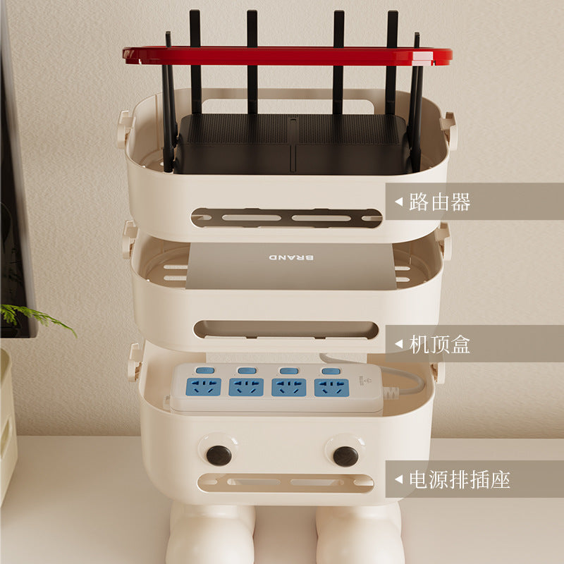 wifi路由器收纳盒家用客厅电源插座排插无线光猫机顶盒整理置物盒