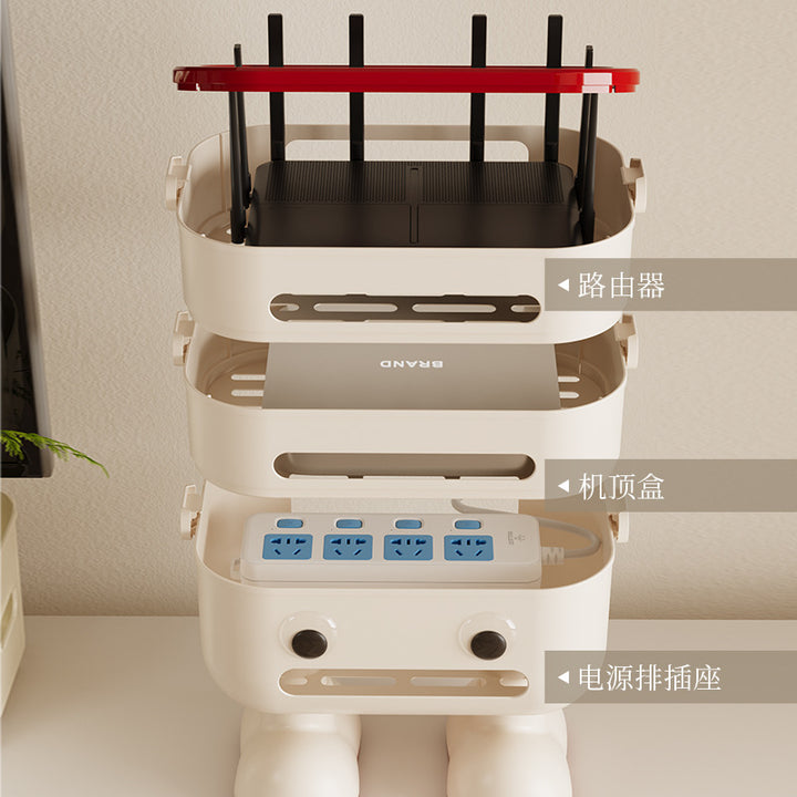 wifi路由器收纳盒家用客厅电源插座排插无线光猫机顶盒整理置物盒