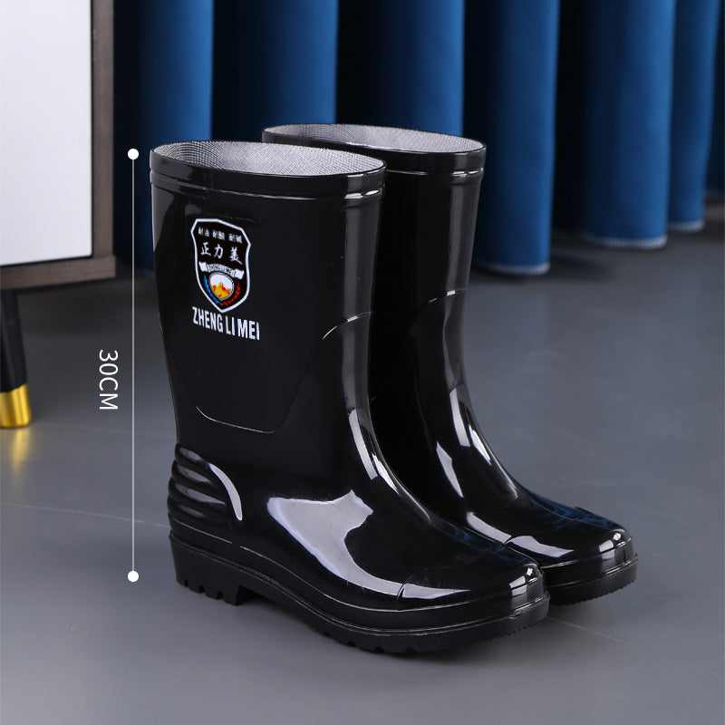 Men's Waterproof Anti-Slip Rain Boots – Thickened Fleece-Lined Work Safety Boots