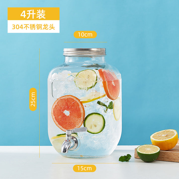 网红可乐酒炮 玻璃果汁鼎果汁罐 大容量饮料桶梅森罐酿酒瓶酵素桶