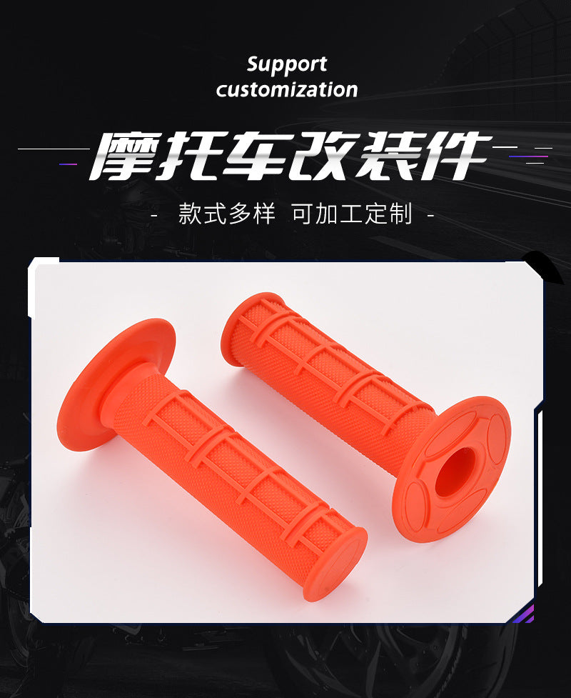 TPE Motorcycle Rubber Handlebar Grips – Colorful Grid Pattern Multi-Color