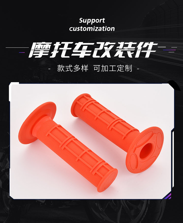TPE Motorcycle Rubber Handlebar Grips – Colorful Grid Pattern Multi-Color