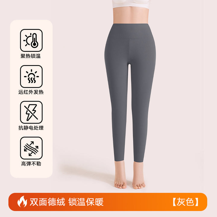 绵羊毛保暖裤女士加绒秋冬高级感蚕丝秋裤德绒高腰打底裤大码高端